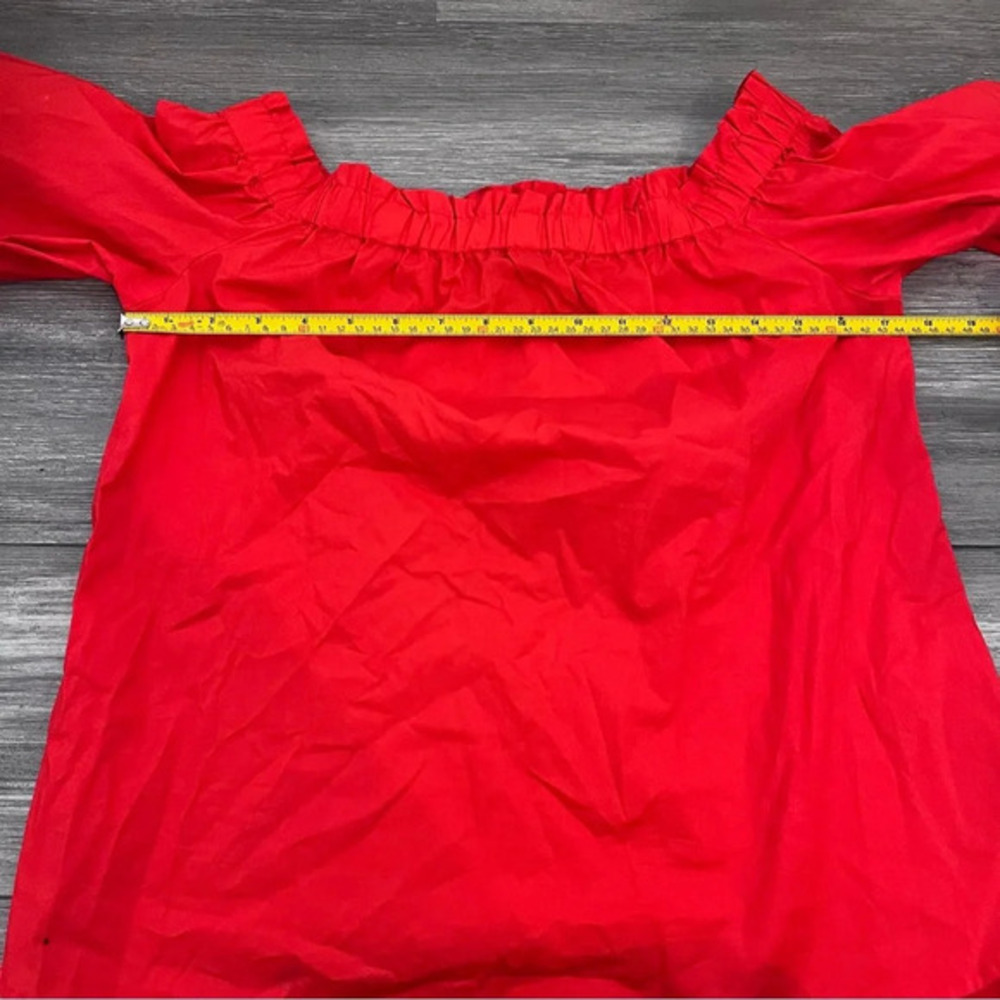 J. Crew Womens Off-the-Shoulder Blouse Size‎ 0 Red 100% Cotton Preppy - Picture 6 of 7